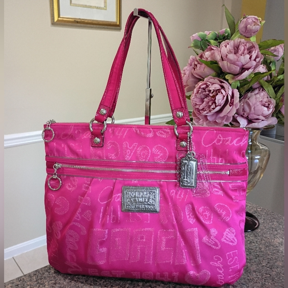 Coach Poppy Storypatch Hot Pink Glam Limited Edition Tote